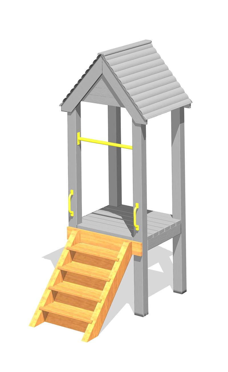 Technical render of a Tower Steps (900mm)